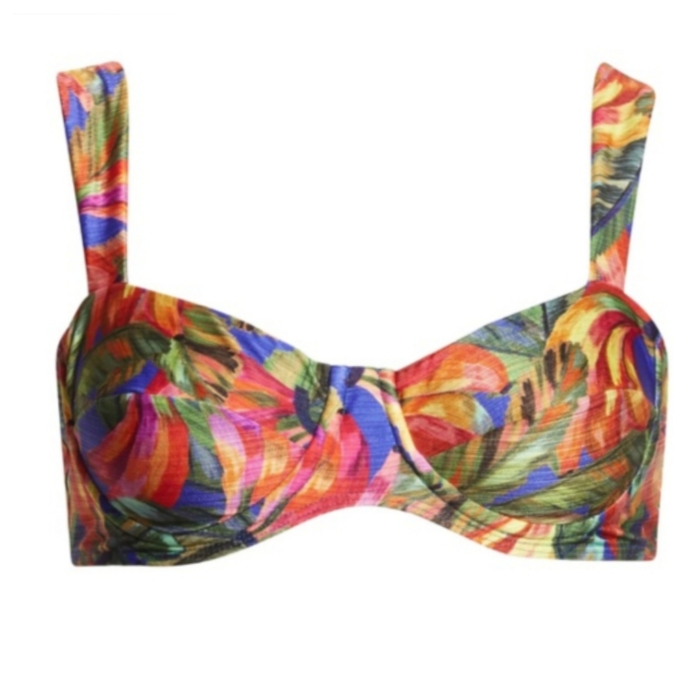 Farm Rio Bananamix Underwire Cup Bikini Top XS Tropical Beach Boho Botanical
